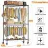 imageSimple Deluxe Rolling Clothes Rack Heavy Duty Clothing Rack 3Shelf Portable Adjustable Garment Rack with Wheels Wardrobe Closet with Side Hooks 433quot W x 177quot D x 803quot H BlackBlack Big