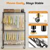 imageSimple Deluxe Rolling Clothes Rack Heavy Duty Clothing Rack 3Shelf Portable Adjustable Garment Rack with Wheels Wardrobe Closet with Side Hooks 433quot W x 177quot D x 803quot H BlackBlack Big