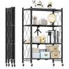 imageSimple Deluxe 4Tier Folding Storage Shelves 2795quot W x 1496quot D x 4961quot H Foldable Shelving Unit 1000 Lbs Loading Capacity Black4Tier  28W x 15D x 49H