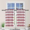 imageSimple Deluxe Buffalo Check Kitchen Tier Curtains Plaid Gingham Small Curtain for Half Cafe Windows 26quot W x 30quot L White and Red