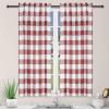 imageSimple Deluxe Buffalo Check Kitchen Tier Curtains Plaid Gingham Small Curtain for Half Cafe Windows 26quot W x 45quot L White and Red