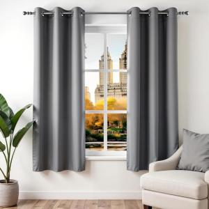 imageSimple Deluxe 2 Panels Set Blackout Window Curtain for Bedroom Living Room Patio Sliding Door 63 inches Drop Thermal Insulated Grommet Curtains Drapes 42quot W x 63quot L BlackGrey