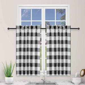 imageSimple Deluxe 2 Panels Set Blackout Window Curtain for Bedroom Living Room Patio Sliding Door 63 inches Drop Thermal Insulated Grommet Curtains Drapes 42quot W x 63quot L BlackBlackwhite