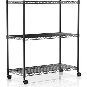 imageSimple Deluxe 5Tier Heavy Duty Storage Shelves 1750 Lbs Loading Capacity 3543quot W x 1772quot D x 7087quot H Adjustable Shelving Unit with Wheels ChromeBlack