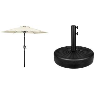 imageSimple Deluxe 9 Patio Umbrella Outdoor Table Market Yard Umbrella with Push Button TiltCrankBeige  Umbrella Base Stand