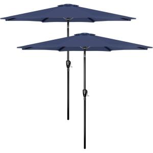 imageSimple Deluxe 9 Patio Umbrella Outdoor Table Market Yard Umbrella with Push Button TiltCrankDark Blue 2Pack