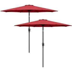 imageSimple Deluxe 9 Patio Umbrella Outdoor Table Market Yard Umbrella with Push Button TiltCrankRED 2Pack