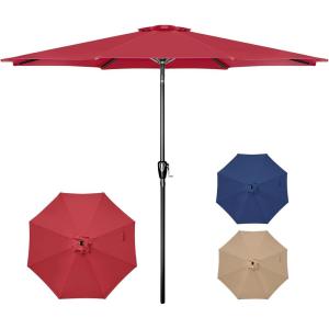 imageSimple Deluxe 9 Patio Umbrella Outdoor Table Market Yard Umbrella with Push Button TiltCrankRed10ft