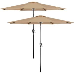 imageSimple Deluxe 9 Patio Umbrella Outdoor Table Market Yard Umbrella with Push Button TiltCrankTan 2Pack
