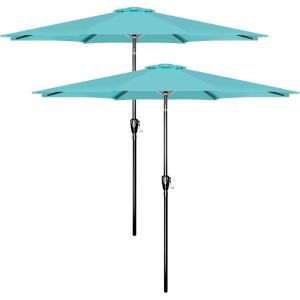 imageSimple Deluxe 9 Patio Umbrella Outdoor Table Market Yard Umbrella with Push Button TiltCrankTurquoise 2Pack