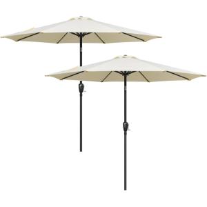 imageSimple Deluxe 9ft Outdoor Market Table Patio Umbrella with Button TiltBeige 2Pack