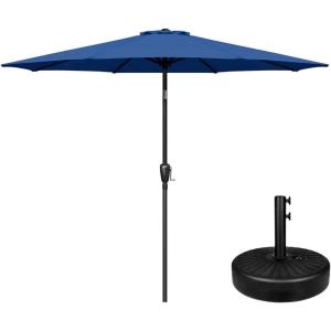 imageSimple Deluxe 9ft Outdoor Market Table Patio Umbrella with Button TiltBlueBlack
