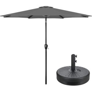 imageSimple Deluxe 9ft Outdoor Market Table Patio Umbrella with Button TiltGrayBlack