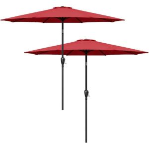imageSimple Deluxe 9ft Outdoor Market Table Patio Umbrella with Button TiltRed 2Pack