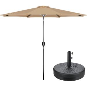 imageSimple Deluxe 9ft Outdoor Market Table Patio Umbrella with Button TiltTanBlack