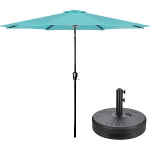 imageSimple Deluxe 9ft Outdoor Market Table Patio Umbrella with Button TiltTurquoiseBlack