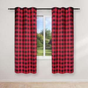 imageSimple Deluxe Buffalo Check Blackout Curtains Panels for Living Room Bedroom Farmhouse Courtyard Style Room Darkening Thermal Insulated Plaid Grommet Curtain 37quot W x 63quot L White and RedBlack and Red