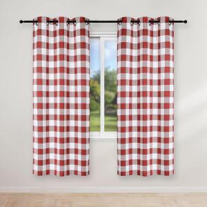 imageSimple Deluxe Buffalo Check Blackout Curtains Panels for Living Room Bedroom Farmhouse Courtyard Style Room Darkening Thermal Insulated Plaid Grommet Curtain 37quot W x 63quot L White and RedWhite and Red