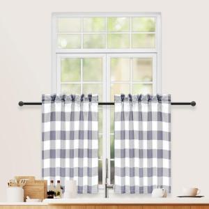 imageSimple Deluxe Buffalo Check Blackout Curtains Panels for Living Room Bedroom Farmhouse Courtyard Style Room Darkening Thermal Insulated Plaid Grommet Curtain 37quot W x 63quot L White and RedWhite and Gray