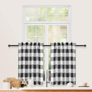 imageSimple Deluxe Buffalo Check Blackout Curtains Panels for Living Room Bedroom Farmhouse Courtyard Style Room Darkening Thermal Insulated Plaid Grommet Curtain 37quot W x 63quot L White and RedBlack and White
