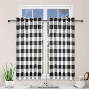 imageSimple Deluxe Buffalo Check Kitchen Tier Curtains Plaid Gingham Small Curtain for Half Cafe Windows 26quot W x 45quot L Black and RedBlack and White
