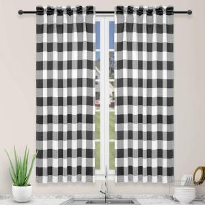 imageSimple Deluxe Buffalo Check Kitchen Tier Curtains Plaid Gingham Small Curtain for Half Cafe Windows 26quot W x 45quot L Black and White