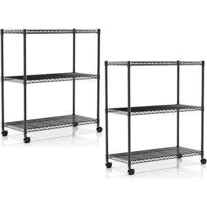 imageSimple Deluxe Heavy Duty 4Shelf Shelving with Wheels 3543quot D x 1772quot W x 6102quot H Adjustable Steel Organizer Wire Rack 1000 Lb Capacity ChromeBlack