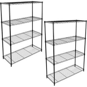imageSimple Deluxe Heavy Duty 4Shelf Storage Shelving Unit 36quot D x 14quot W x 5591quot H Steel Organizer Wire Rack 1000Lb Capacity BlackBlack