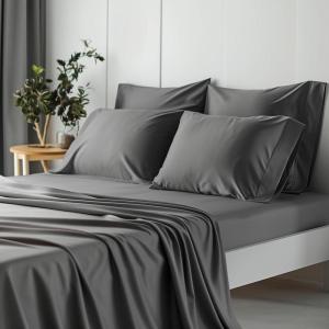 imageSimple Deluxe Queen Size Sheet Set 4 Piece Hotel Luxury Bed Sheets Wrinkle Free  Deep Pockets  Breathable ampamp Cooling Sheet Easy Care Queen Grey02grey