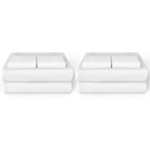 imageSimple Deluxe Queen Size Sheet Set 4 Piece Hotel Luxury Bed Sheets Wrinkle Free  Deep Pockets  Breathable ampamp Cooling Sheet Easy Care Queen Grey2pwhite