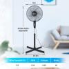 imageSimple Deluxe Oscillating 16 3 Adjustable Speed Pedestal Stand Fan for Indoor Bedroom Living Room Home Office ampamp College Dorm Use 16 Inch BlackFa
