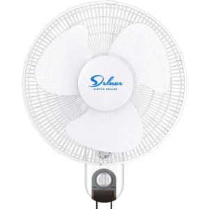 imageSimple Deluxe 16 Inch Digital Household Wall Mount Fans Adjustable Tilt 90 Degree 3 Speed Settings 1 Pack White