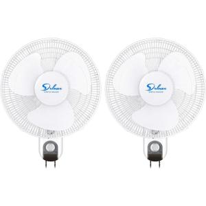 imageSimple Deluxe 16 Inch Digital Household Wall Mount Fans Adjustable Tilt 90 Degree 3 Speed Settings 2 Pack White