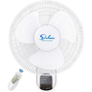 imageSimple Deluxe 16 Inch Wall Mount Fan with Remote Control 3 Oscillating Modes 3 Speed Timer1 Pack