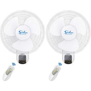 imageSimple Deluxe 16 Inch Wall Mount Fan with Remote Control 3 Oscillating Modes 3 Speed Timer2 Pack