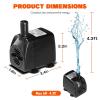 imageSimple Deluxe 160GPH Submersible Water Pump 600LH 8W with Adjustable Intake 43ft High Lift 2 Nozzles Perfect for Fish Tank Pond Aquarium Hydroponics BlackBlack